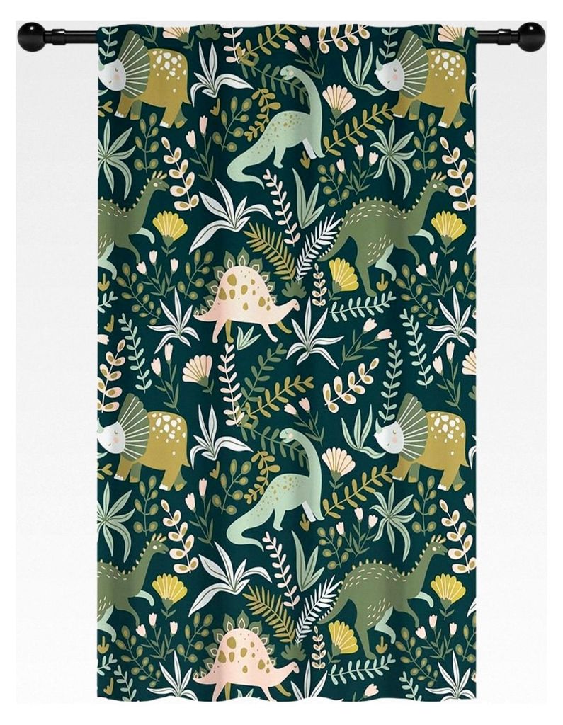 140x229cm Dinosaurier Lichtfilter Vorhänge für das Kinderzimmer Prähistorische Tierwelt Botanik Raumverdunkelung Stangentasche Fensterbehandlung...