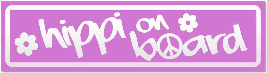 Kiwistar - Autoaufkleber - Flieder - 20 x 5,3 cm - Hippi on Board invertiert - Hinweis Aufkleber Sticker für Auto, Kfz, Fahrrad, PKW, LKW