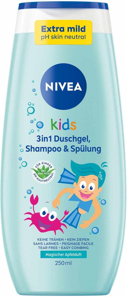 NIVEA Kids 3in1 Duschgel Shampoo & Spülung Magisch, 250 ml Creme
