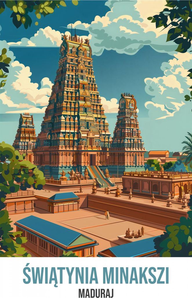 Plakat 39,5x55cm Tempel von Meenakshi