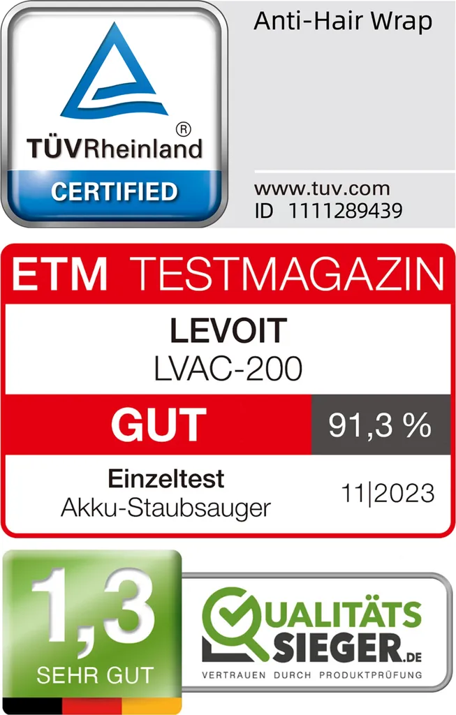 Levoit LSV-V201-GEUR Aspirateur balai sans fil gris haute performance - 10
