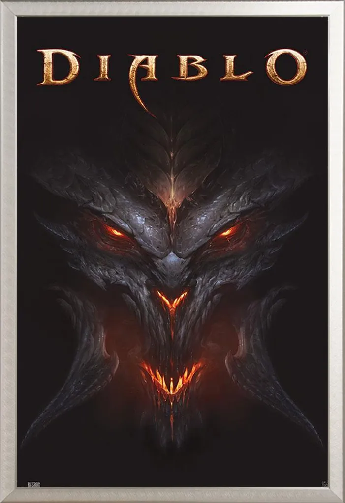 Cadre Poster Diablo Démon Shinsuke : Aluminium Argenté et Vitre Incassable