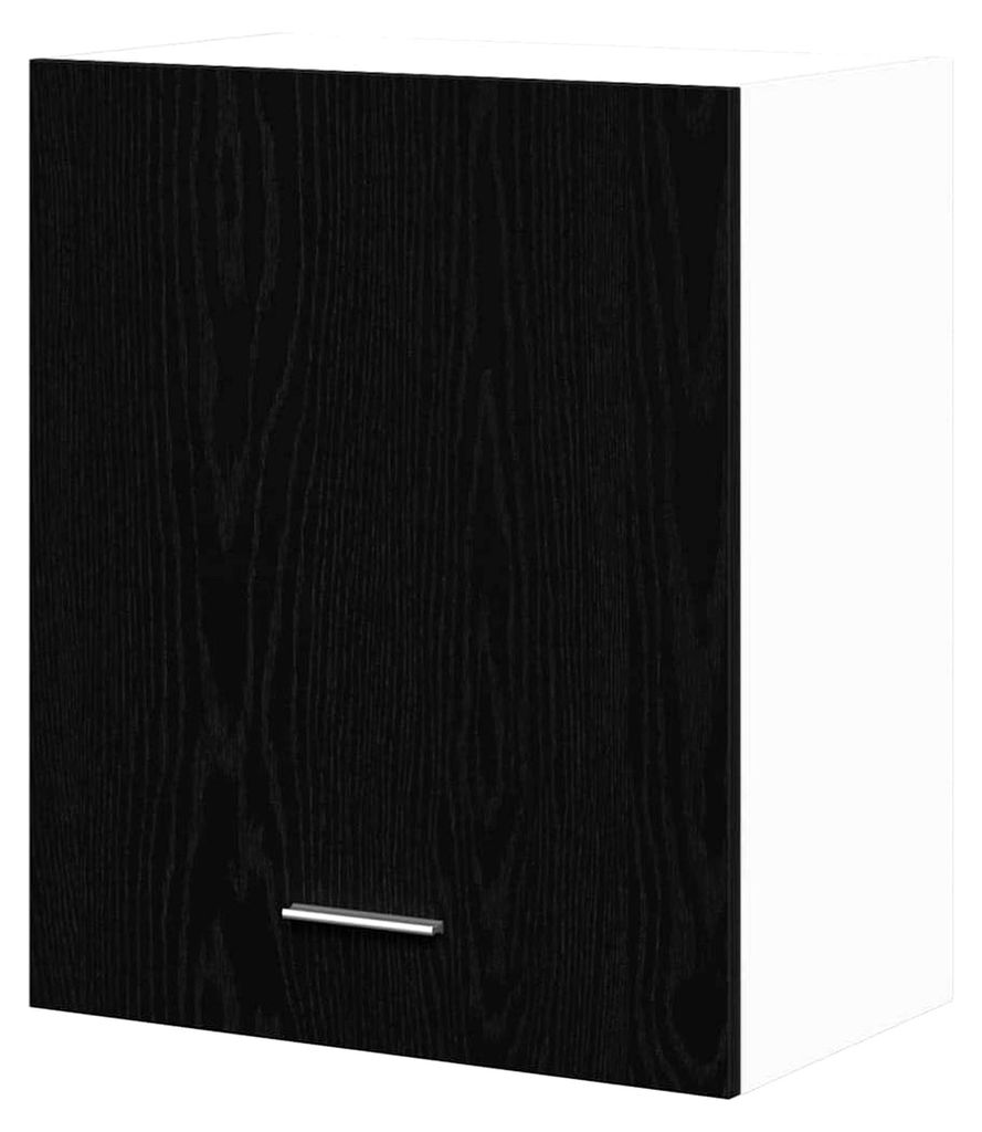 Küchenoberschrank, Hängeschrank, Wandschrank, Küche, mit Regal, Riga, Eiche, Schwarz, 50 x 31 x 60 cm