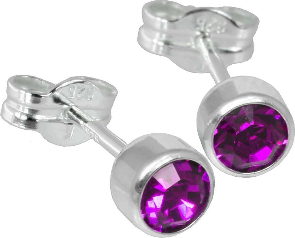 SilberDream Ohrstecker für Damen 925 Silber lila Zirkonia Ohrringe 5mm SDO503V