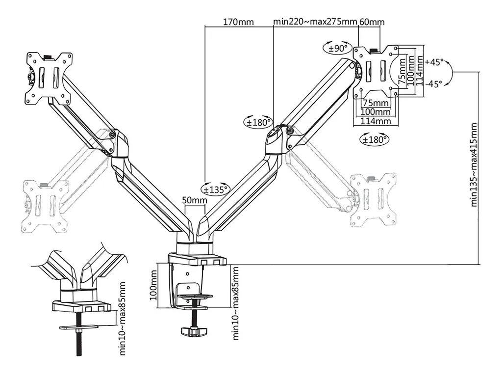 Optimiser Espace Bureau avec Support Moniteur 32 Pouces Deltaco ARM-0351 - 5