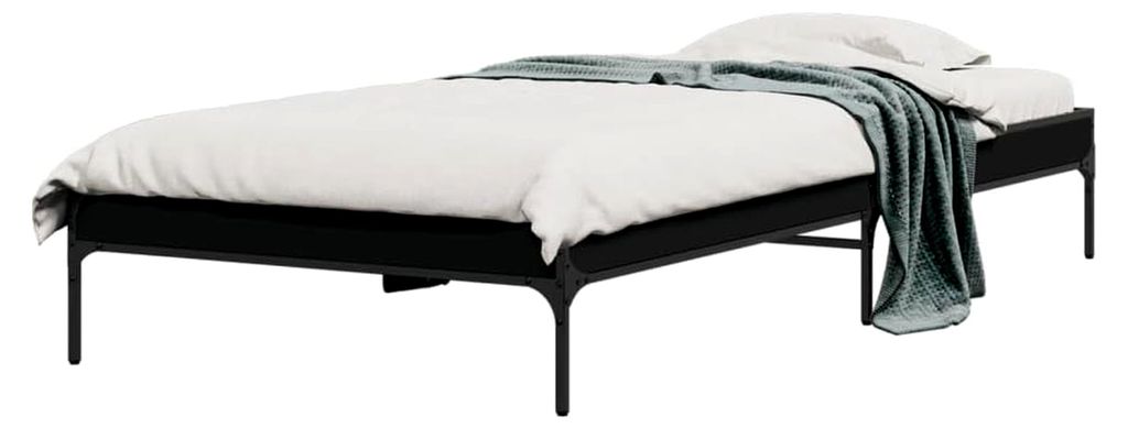Bettgestell Schwarz 90x200 cm aus Holzwerkstoff und Metall