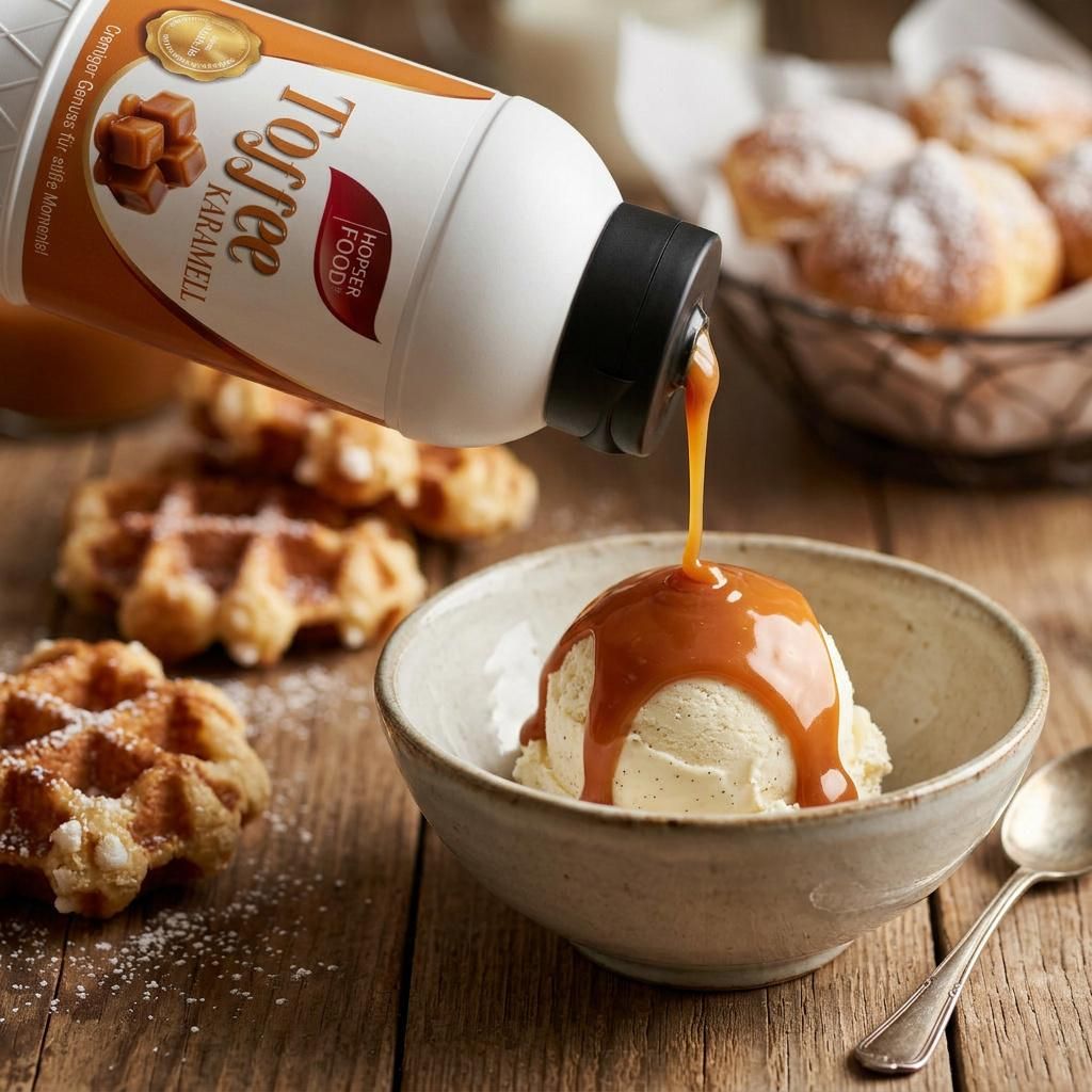Karamell Toffee Sauce 1 kg Topping für Eis Desserts Waffeln