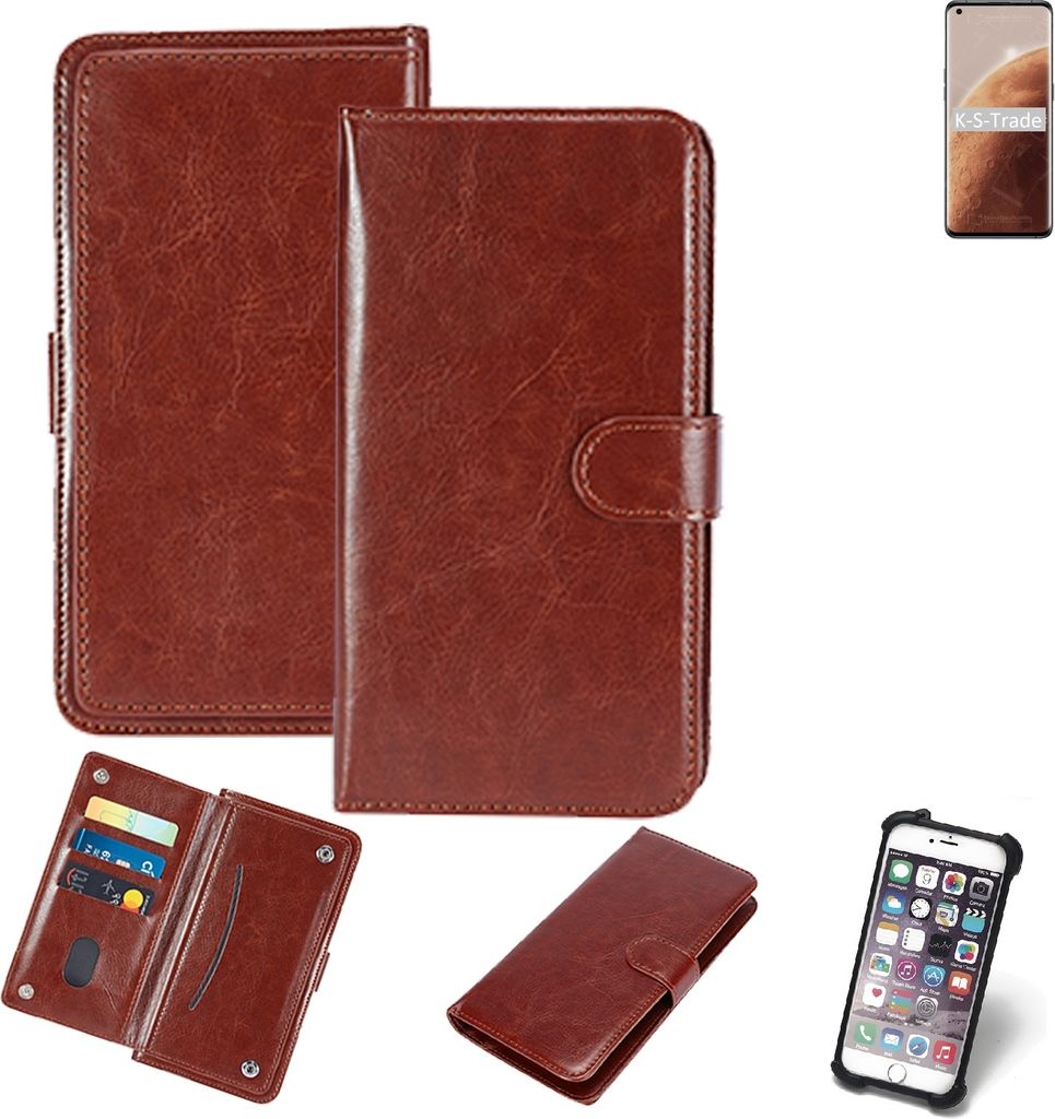 K-S-Trade 360° Hülle kompatibel mit Oppo Find X3 Pro Mars Eploration Edition braun Kunstleder Case BookCase WalletCase Kunstlederederhülle