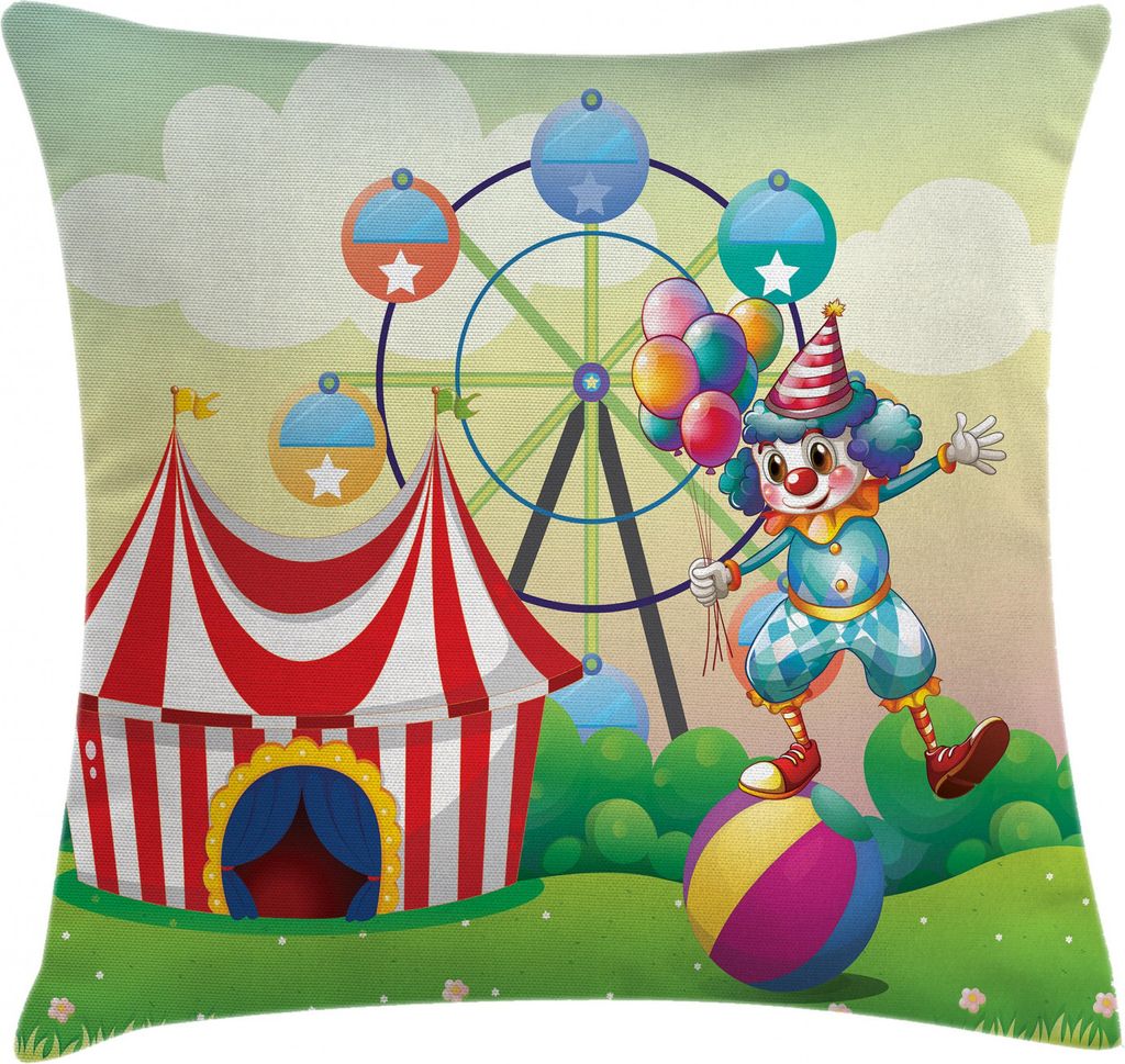 ABAKUHAUS Bunt Kissenbezug, Clown aufblasbarer Ball, Waschbar mit Reißverschluss Kissenhülle mit Farbfesten Klaren Farben Beidseitiger Druck, 40 ...