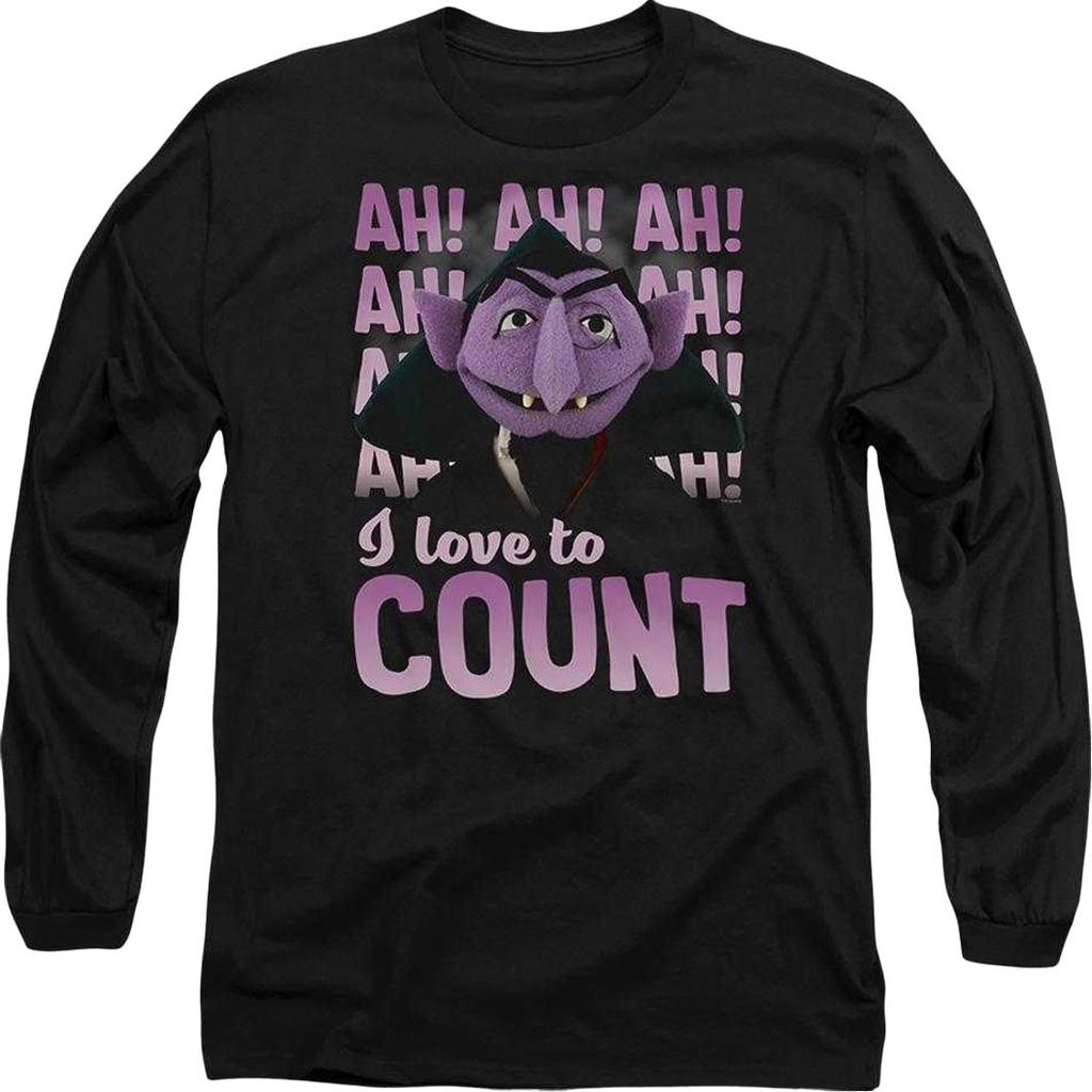 Sesame Street - "Ah! Ah! Ah!" T-Shirt für Herren/Damen Uni, Langärmlig TV29506 (XL) (Schwarz)