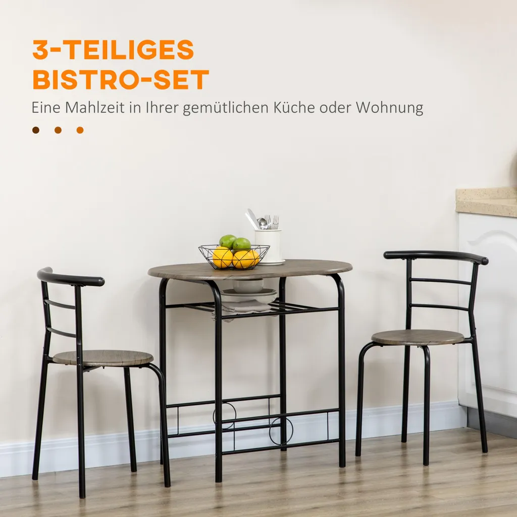 Table de cuisine avec 2 chaises ensemble repas gain de place noir