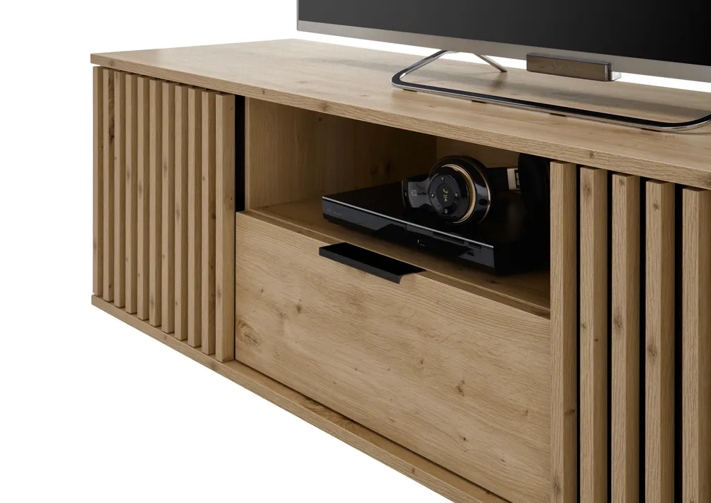 Meuble TV 150cm Chiara Décor Chêne Artisan - Finition Bois Texturée