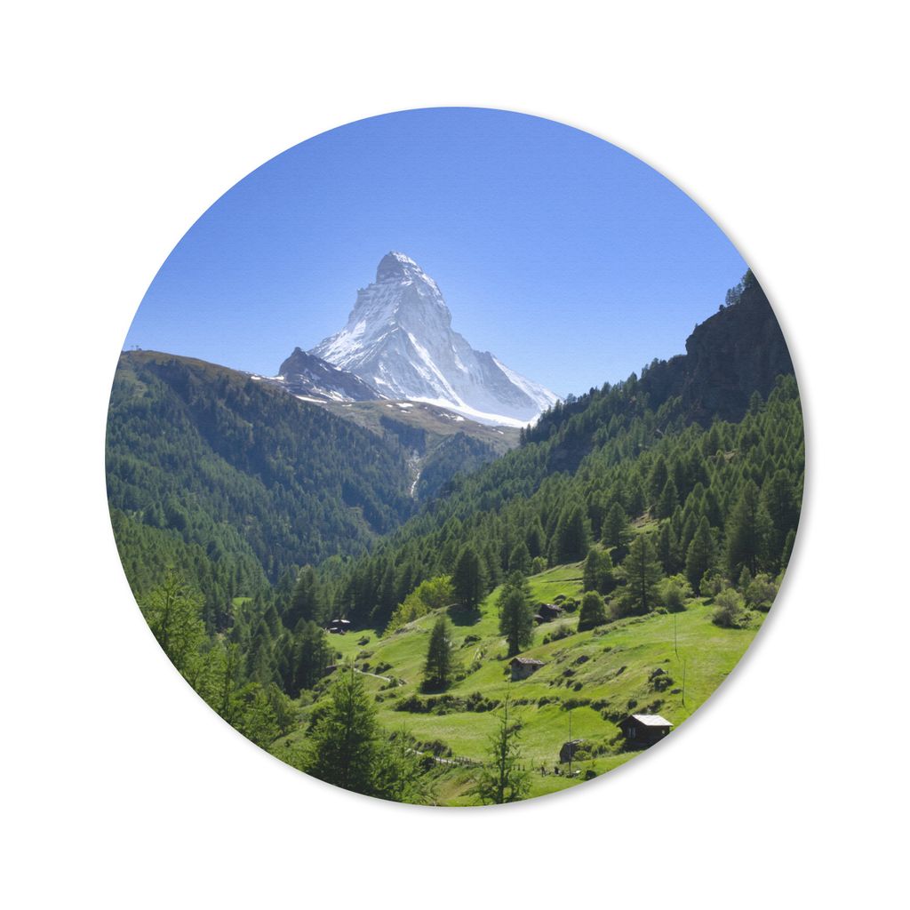 MuchoWow Mauspad Mousepad Schweizer Alpen im Matterhorn mit grünen Bäumen 20x20 cm - Mousepads - Maus Mat - Pad - Mausunterlage - Schreibtischm...