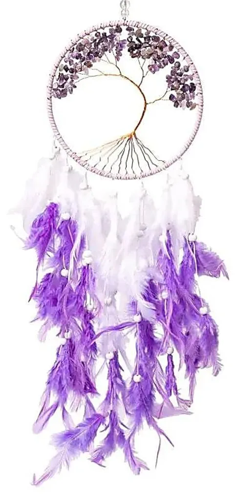 Attrape-rêves Arbre de Vie Améthyste Naturelle - Modèle Zen 16x55cm