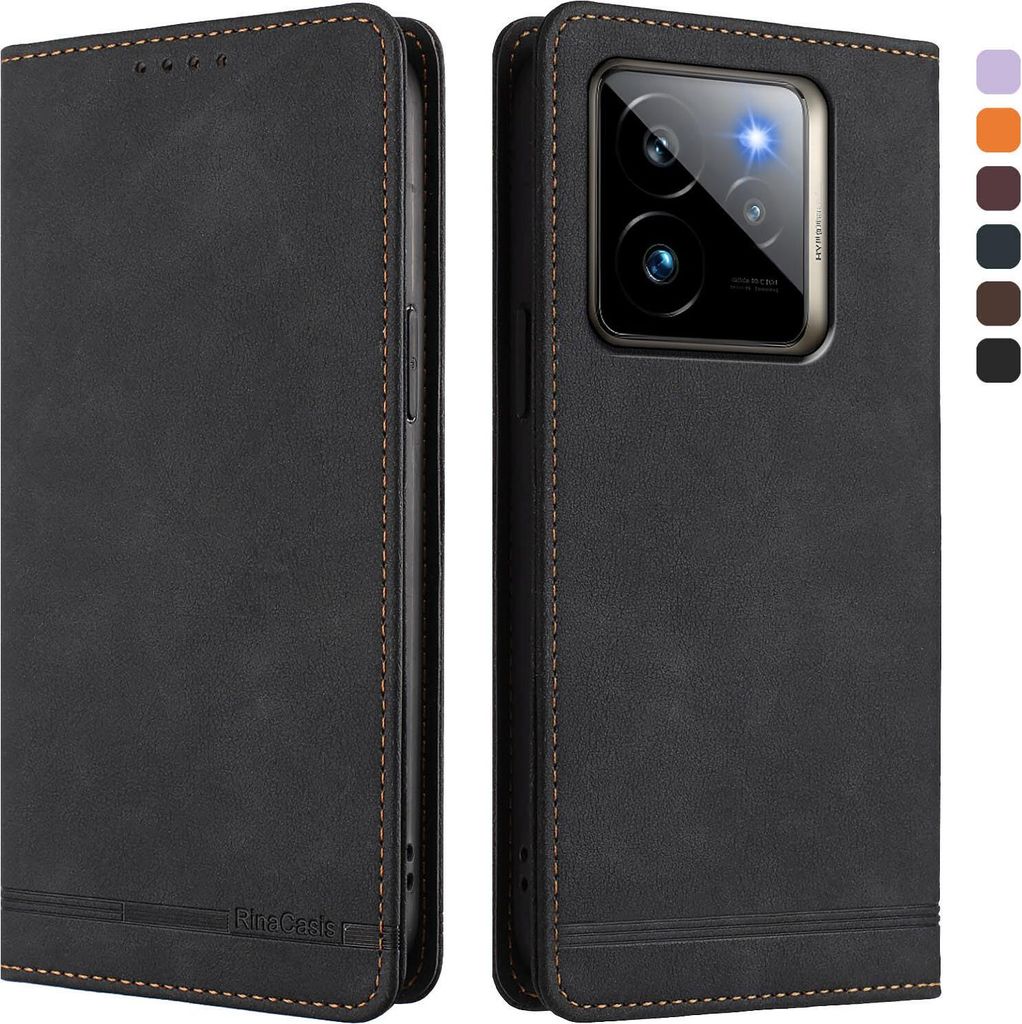 Hülle für Realme GT 7 Pro, Retro Kunstleder Ständer Klapphülle mit Kartenfächer und Magnetische Schwarz