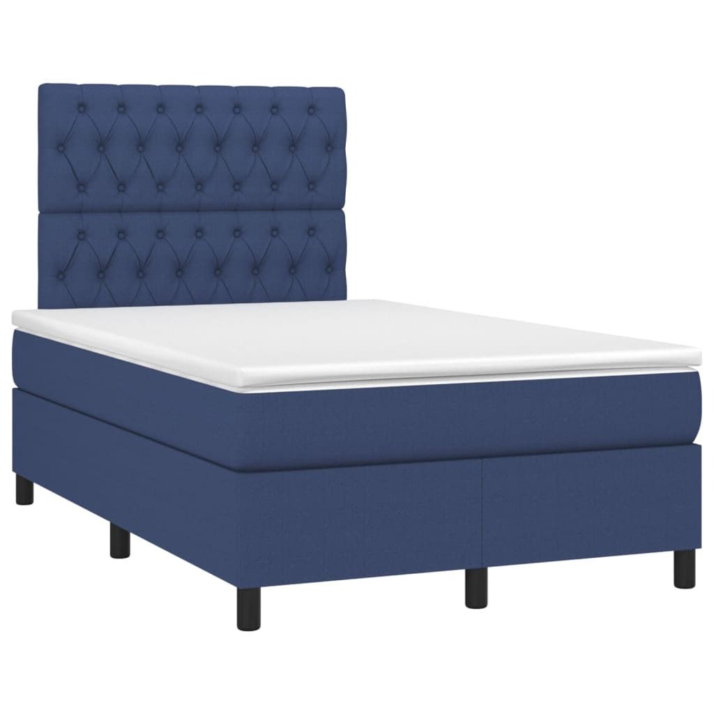 Design Boxspringbett mit Matratze Blau 120x190 cm Stoff, Klassische Betten 2024 Neu
