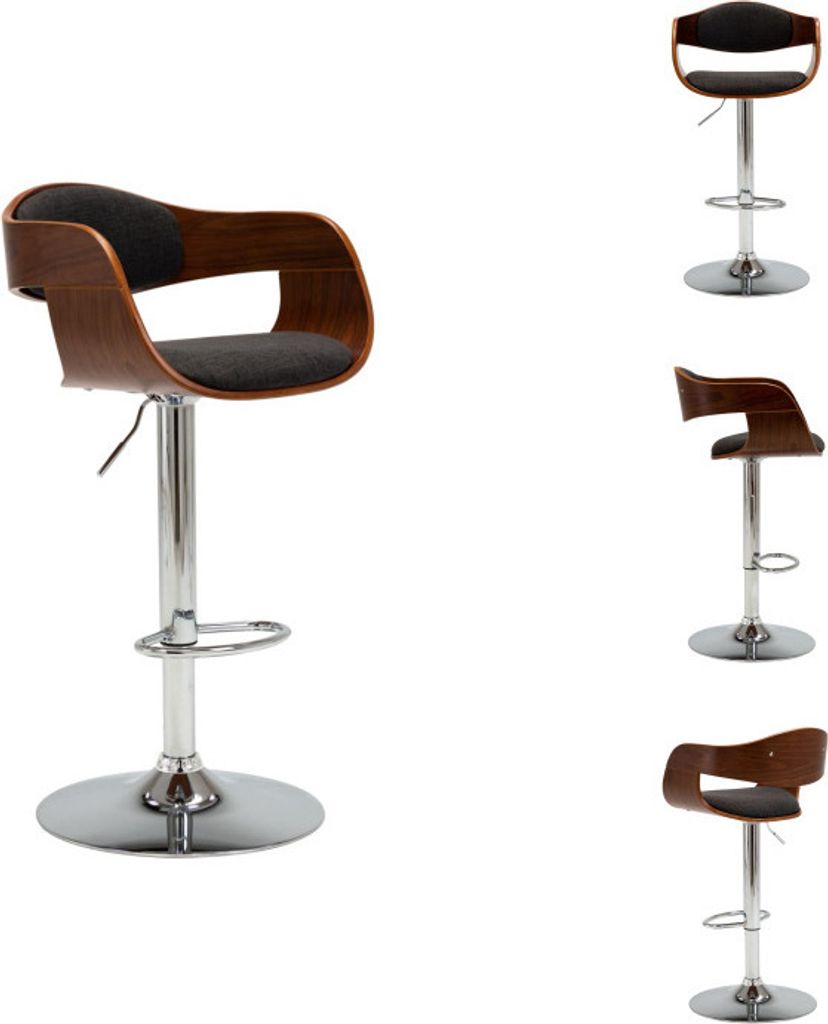 vidaXL Barhocker Grau Bugholz und Stoff - Barhocker
