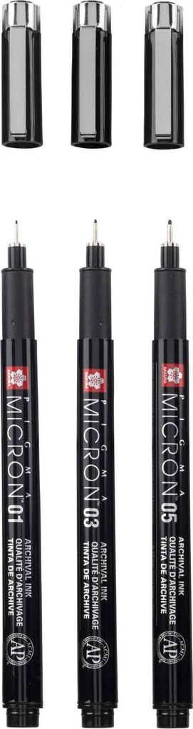Sakura - Fineliner pigma micron black 3 stuks Produktbild 