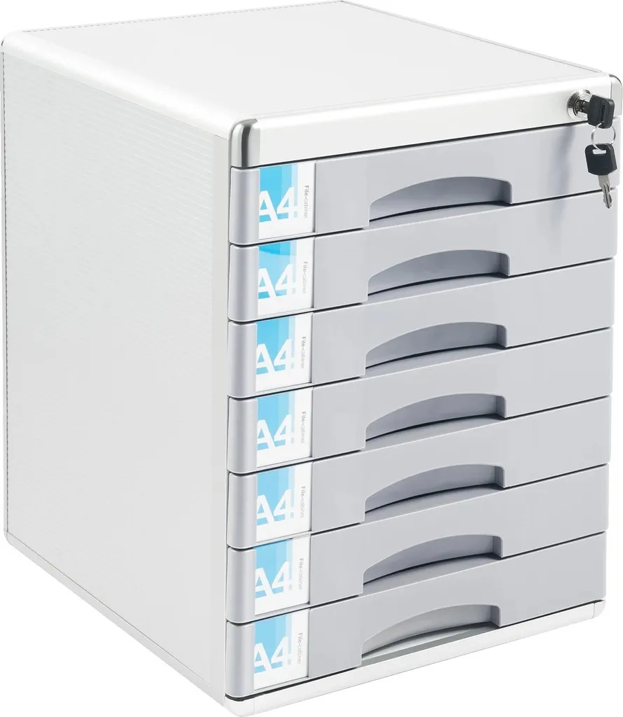 Organisateur de bureau gris 7 tiroirs pour trier dossiers et archives