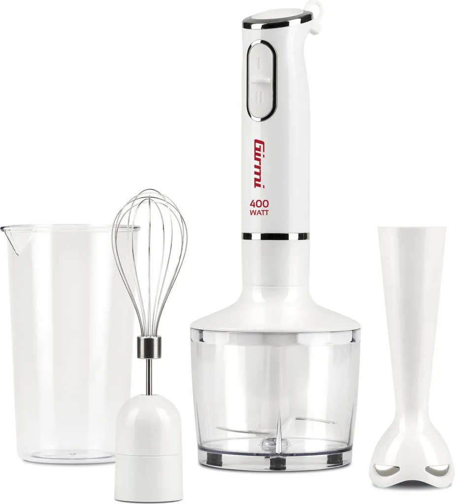 Girmi MX1601 Mixeur Plongeant 400W en Acier Inoxydable Blanc avec Broyeur