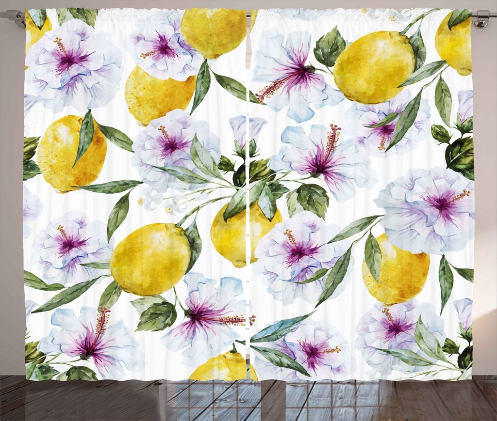 ABAKUHAUS Frühling Rustikaler Vorhang, Blumen Ernte-Aroma, Wohnzimmer Universalband Gardinen mit Schlaufen und Haken, 280 x 175 cm, Mehrfarbig