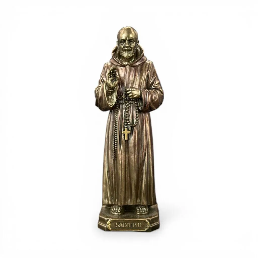 Sculpture Padre Pio Veronese aspect bronze peinte main haute qualité