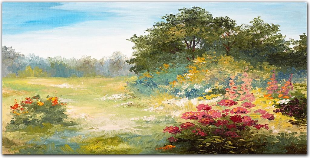 Coloray Bild aus Leinwand 100x50 Leinwand Dekoration - Blumen Waldlandschaft