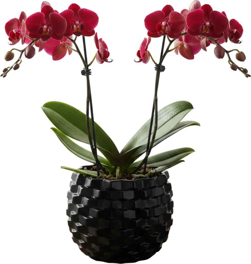 Pot de fleurs en céramique noir brillant Ø19cm avec structure 3D convexe