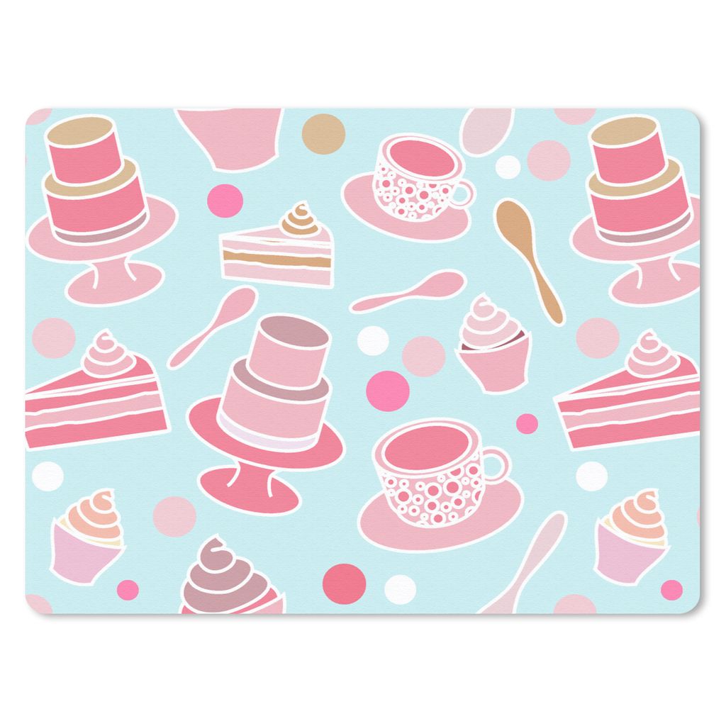 MuchoWow Mauspad Mousepad Torte - Tee - Cupcake - Rosa - Design 23x19 cm - Mousepads - Maus Mat - Pad - Mausunterlage - Schreibtischunterlage - M...