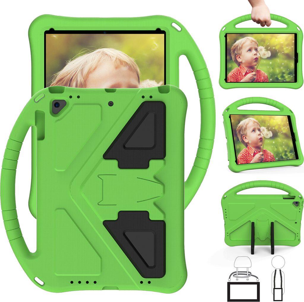 Kinder Hülle für iPad Air 2 / iPad 6th/ iPad Pro 9.7, Eva Leichte Stoßfeste Faltbarem Ständer, Kids Griff Schutzhülle Grün