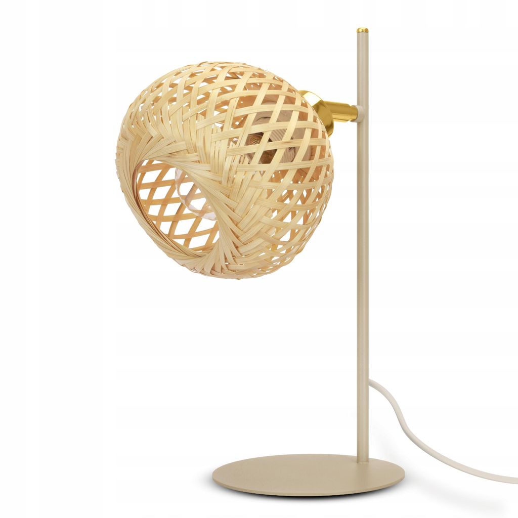 LUXOLAR Tischlampe Beige Gold E27 LED - Nachttischlampe verstellbar Boho Japandi - Schreibtischlampe