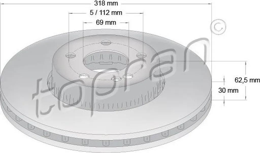 Disque de frein pour Classe C TOPRAN 631 166 - Pièce Sécurité Route