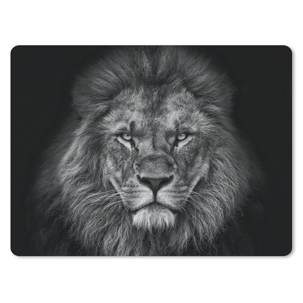 MuchoWow Mauspad Mousepad Löwe - Tiere - Schwarz - Weiß 23x19 cm - Mousepads - Maus Mat - Pad - Mausunterlage - Schreibtischunterlage - Mauspad