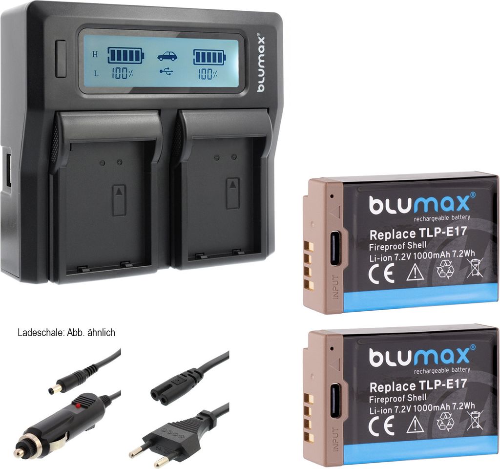 2x Akku + Lader für Canon LP-E17 EOS M6 750D 760D R10 R50 USB Typ-C 1000 mAh