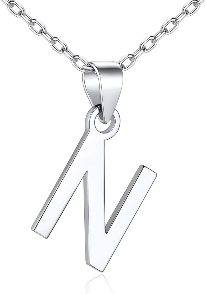 Collier argent 925 hypoallergénique avec initiale ne noircit pas