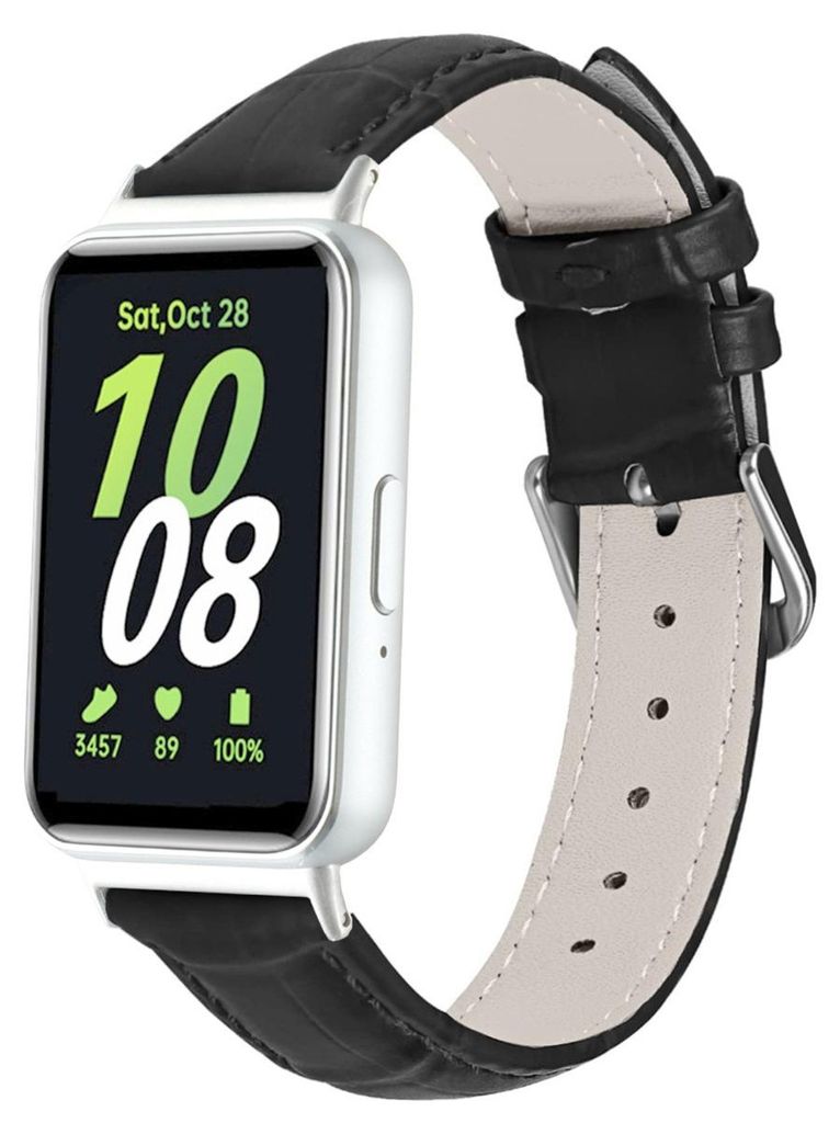 INF Faux-Leder Ersatzarmband kompatibel mit Samsung Galaxy Fit3 14cm 2cm Schwarz