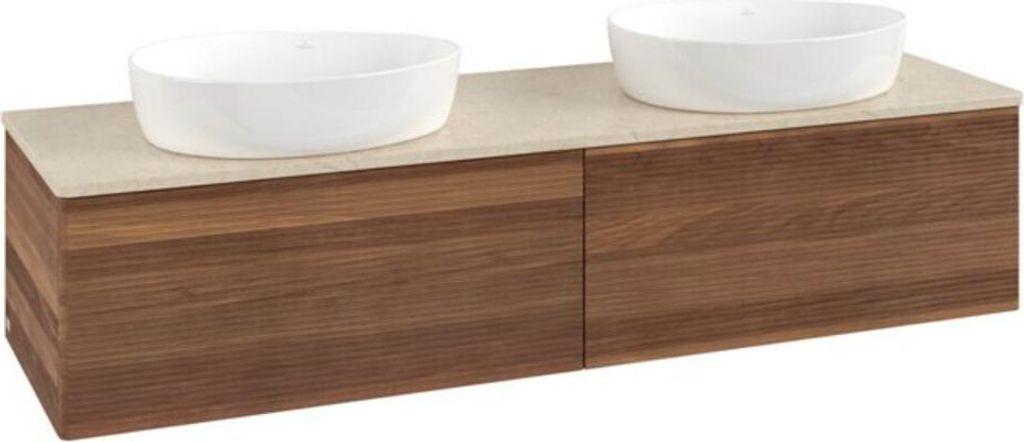 V&B Waschtischunterschrank mit Frontstruktur Antao 160x36x50cm, WBP-farbe botti., w. walnut