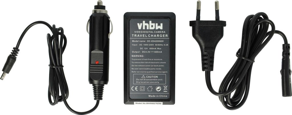vhbw Ladegerät kompatibel mit Samsung HMX-M20, HMX-Q100TN, HMX-Q10, HMX-Q100, HMX-Q100BN, HMX-Q100BP Kamera - Ladeschale, Kfz-Adapter Ladeanzeige