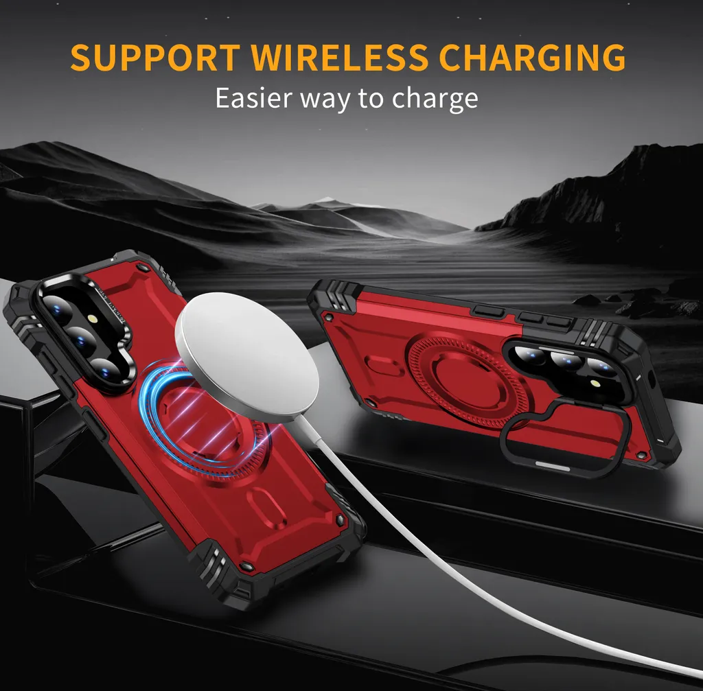 Cover Samsung S24 Rossa: La più Resistente con Anello e Magnete - 4