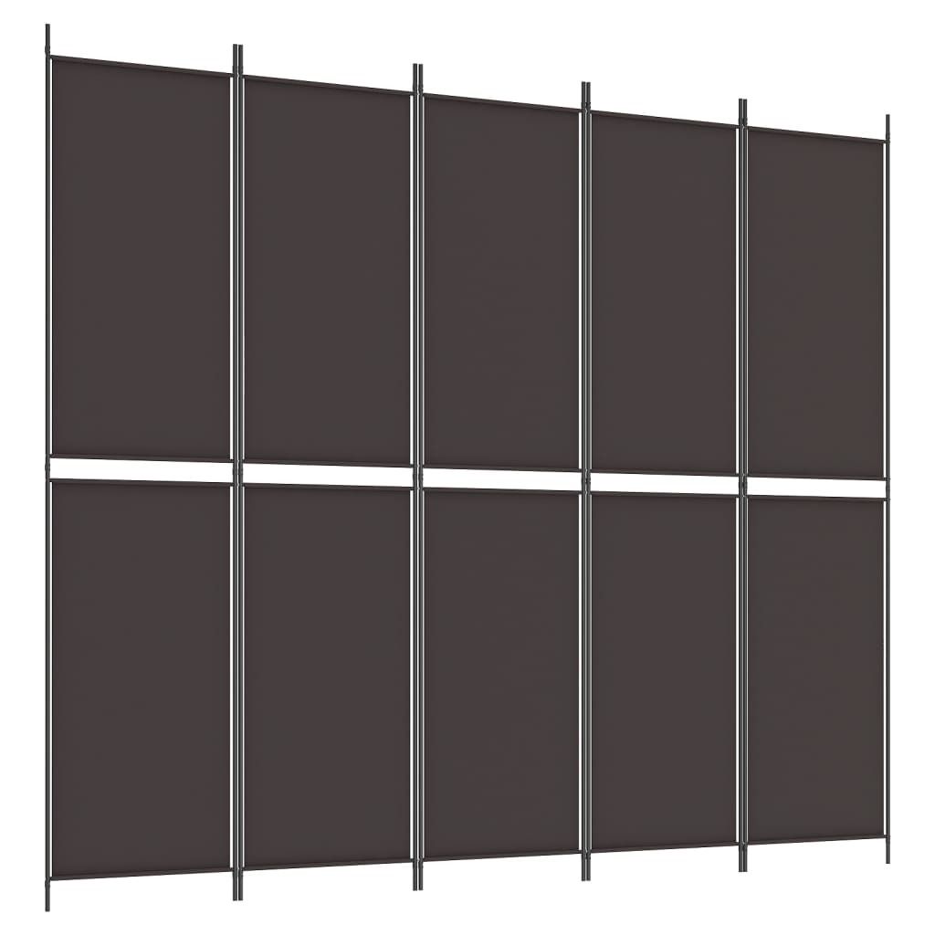 vidaXL 5-cz. Tkanina Paravent brązowy 250x220 cm Zdjęcie produktu 