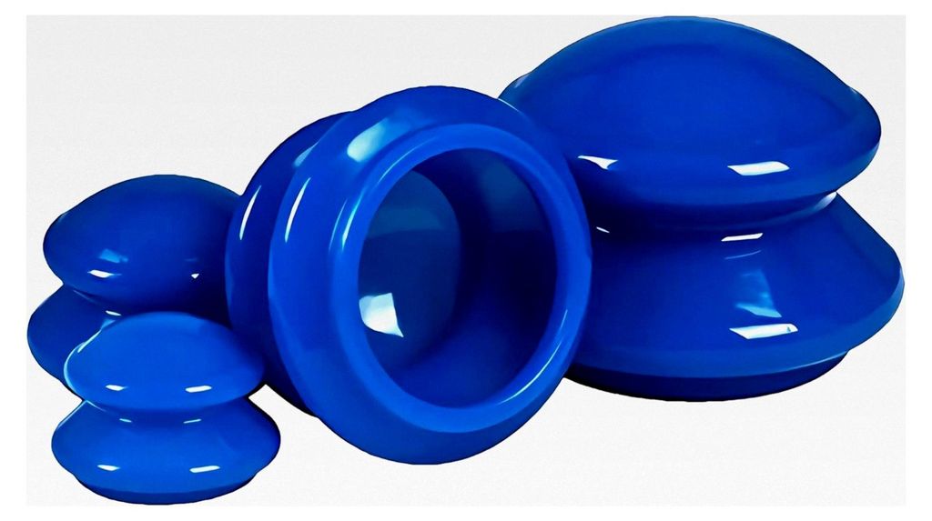Anti-Cellulite-Becher, 4 Stück Silikon Schröpfset für Muskelverspannungen, Schönheitstherapie Massage (Blau)