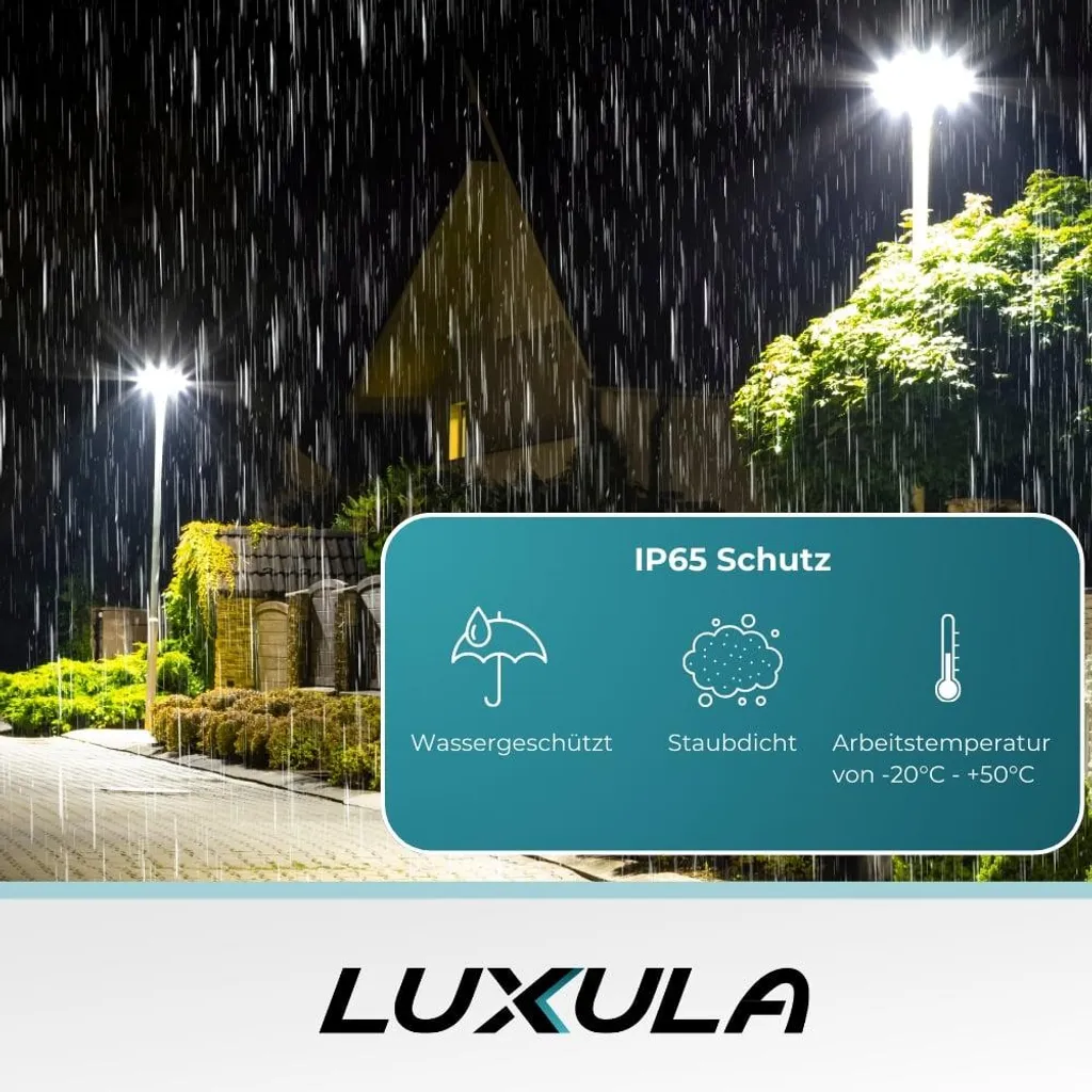 LUXULA Lampadaire LED 30W 3000lm Gris IP65 pour Éclairage Extérieur