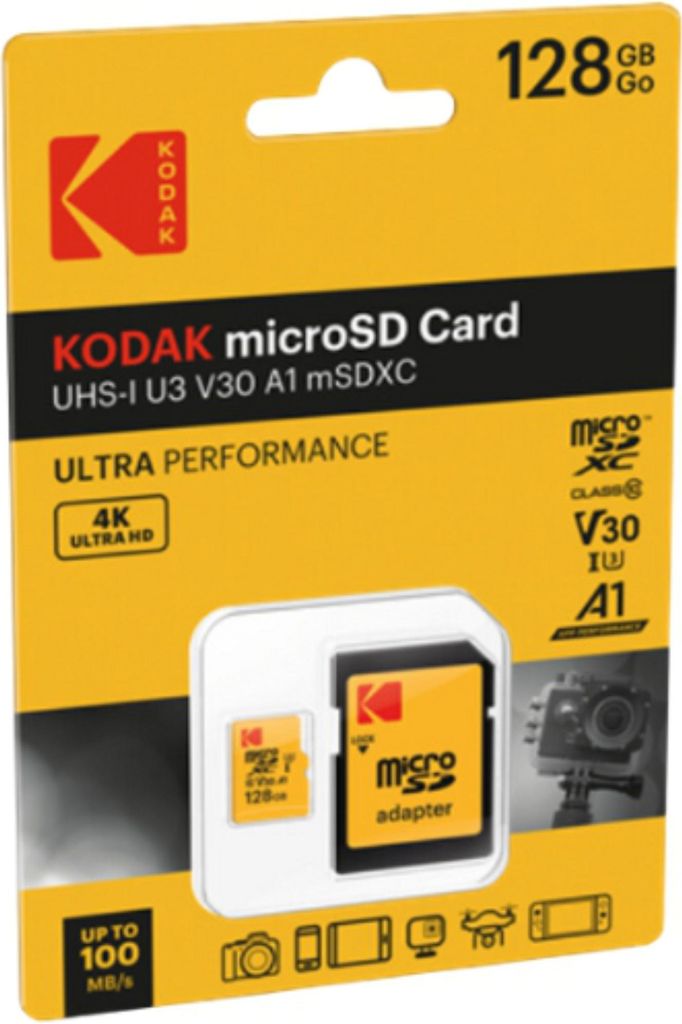 KODAK MicroSDXC Micro SDXC MicroSD 128 Go UHS-I U3 V30 A1 + Image du produit 