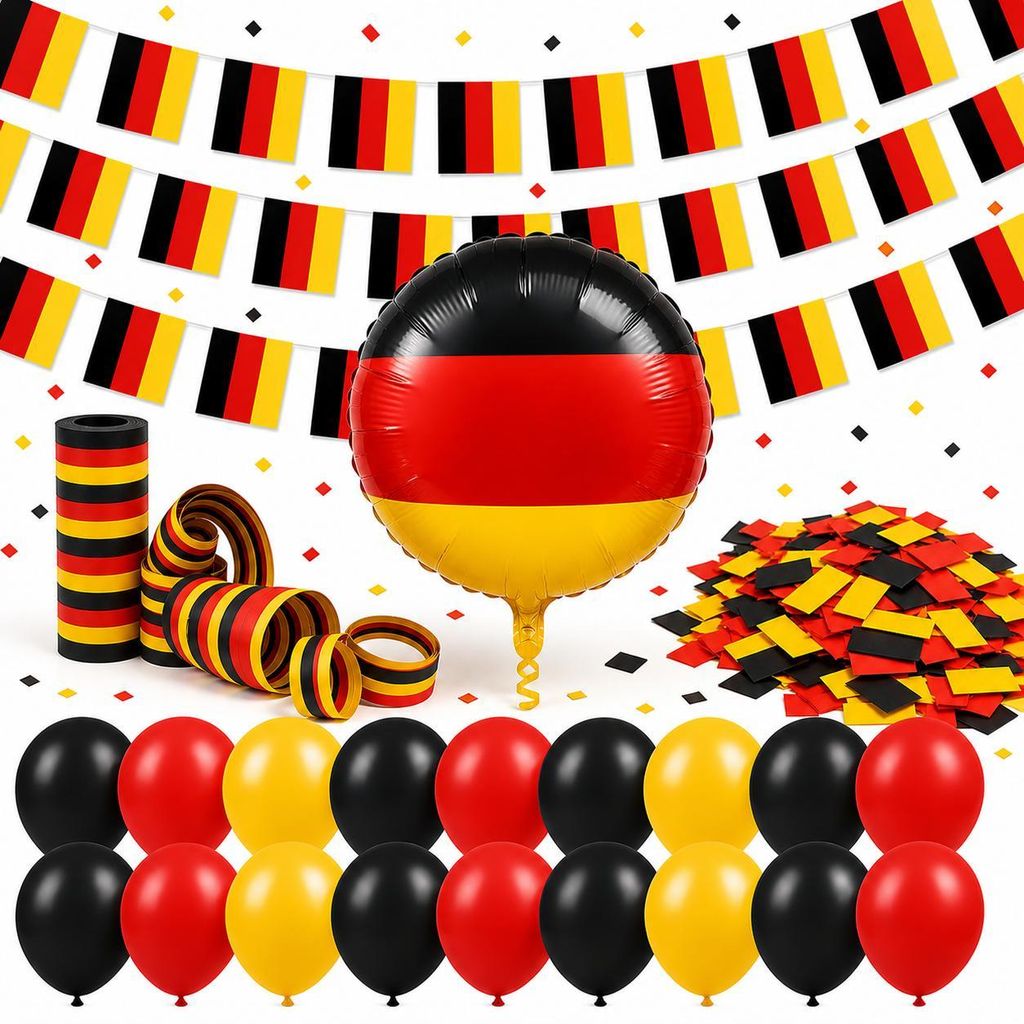 XXL Deutschland Deko Set über 50 Teile - Fanartikel Fußball Produktbild 