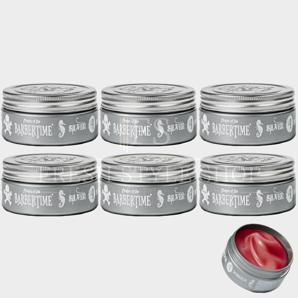 6x BARBERTIME Haarpomade Hair Pomade Styling Pomade 150ml Silver