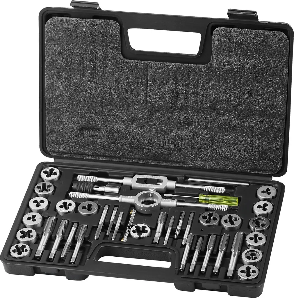 Set Maschi e Filiere 40 Pezzi Acciaio al Cromo | Kit Metrico M3-M12