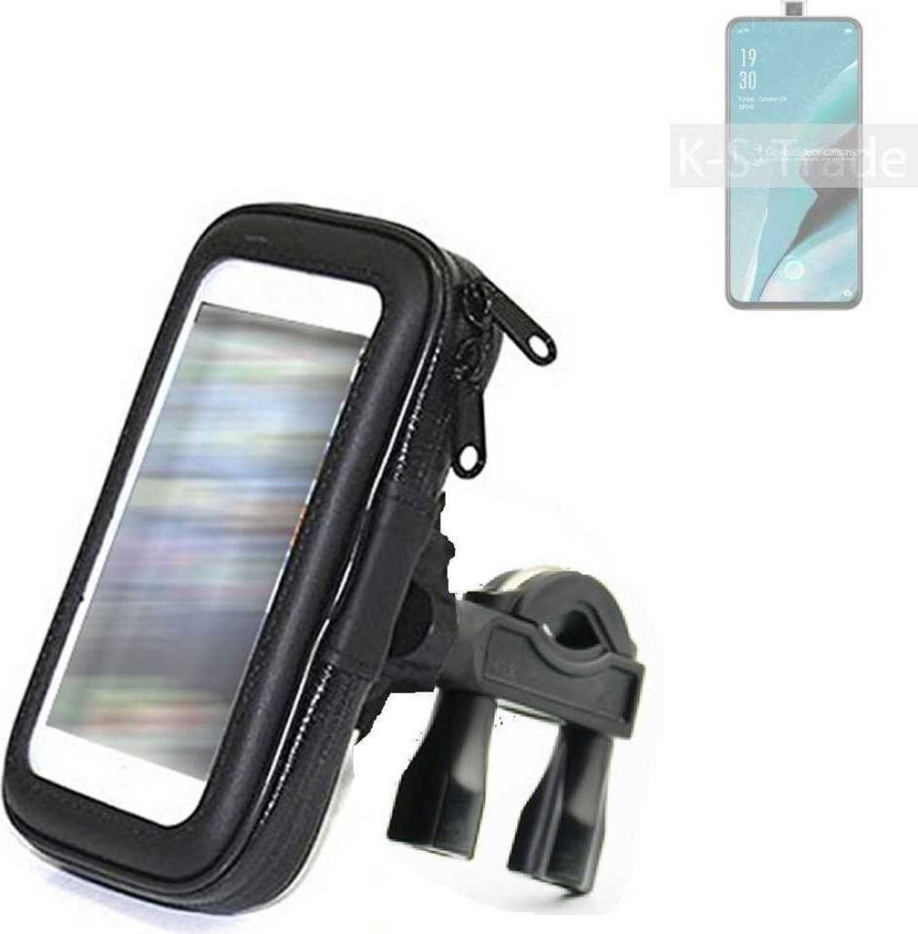 K-S-Trade Fahrrad-Halterung kompatibel mit Oppo Reno2 Z Handy-Halterung Halter Lenkstange Fahrradhalterung Motorrad Bike Mount Wasserabweisend