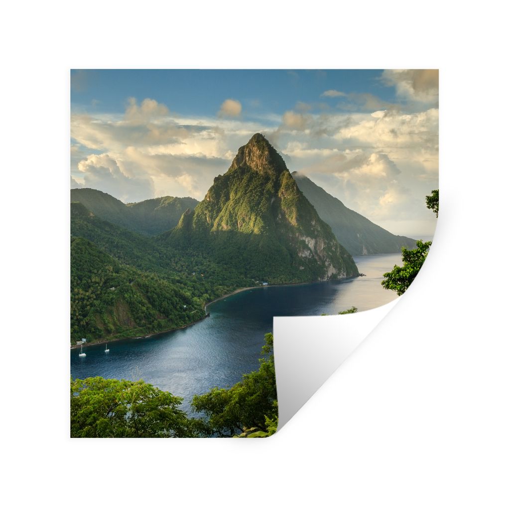 MuchoWow Wandtattoo Wandsticker Wandaufkleber St. Lucia 100x100 cm Selbstklebend und Repositionierbar - Wierderverwendbar - Selbstklebend