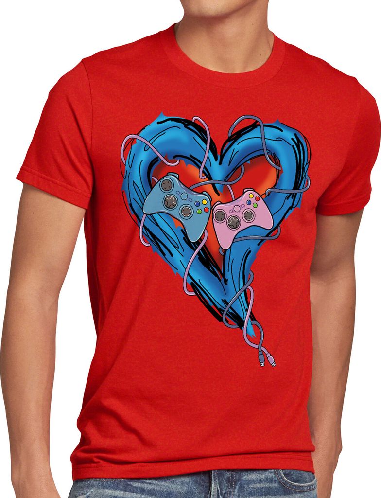 BaumwolleCloud Gamer Love Herren T-Shirt videospiel partnerschaft liebe