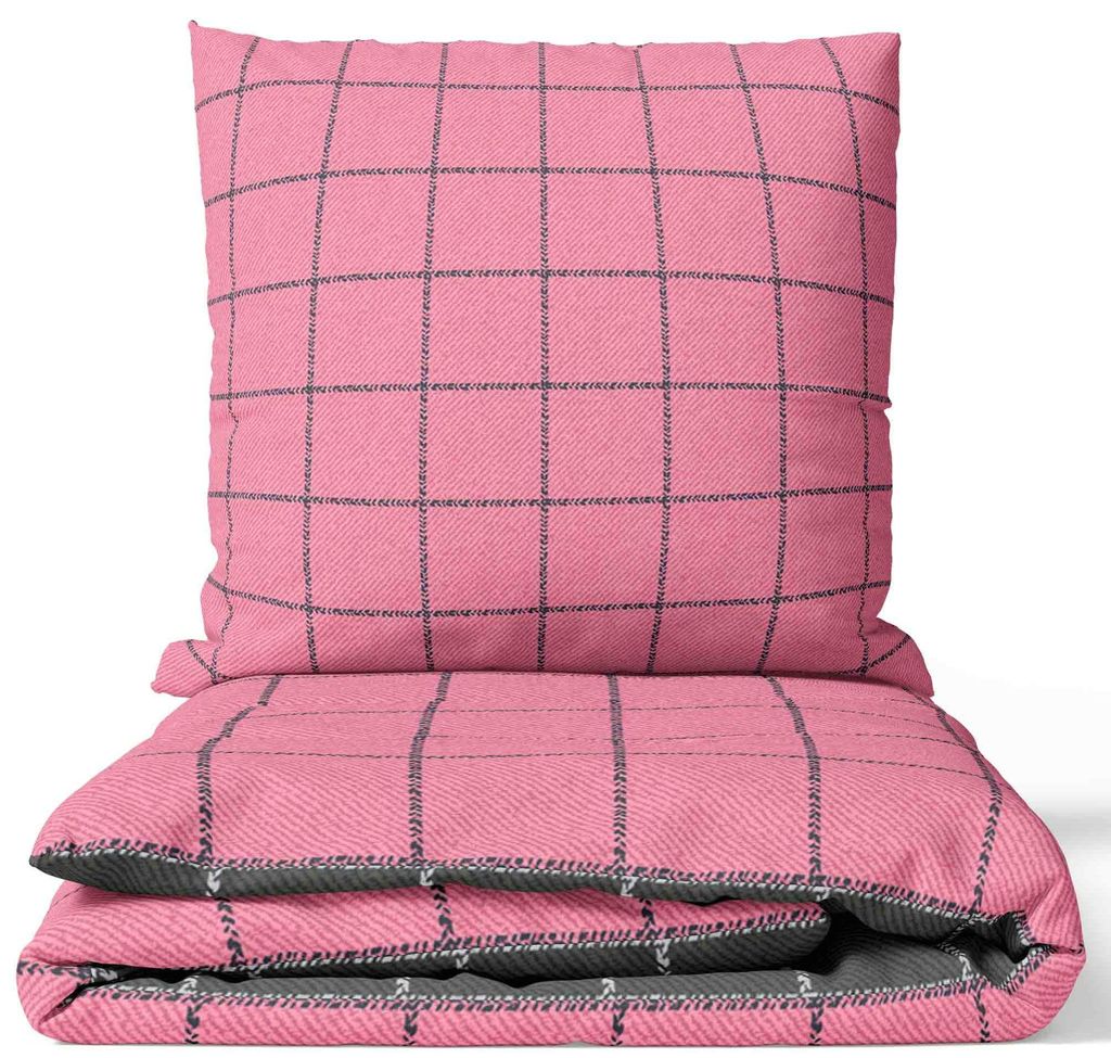 Renforce Bettwäsche Set 200x200 cm in Rosa Anthrazit Produktbild 